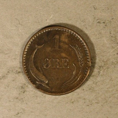 1879 Denmark Ore Higher Grade Coin Rim Flaw Reverse 