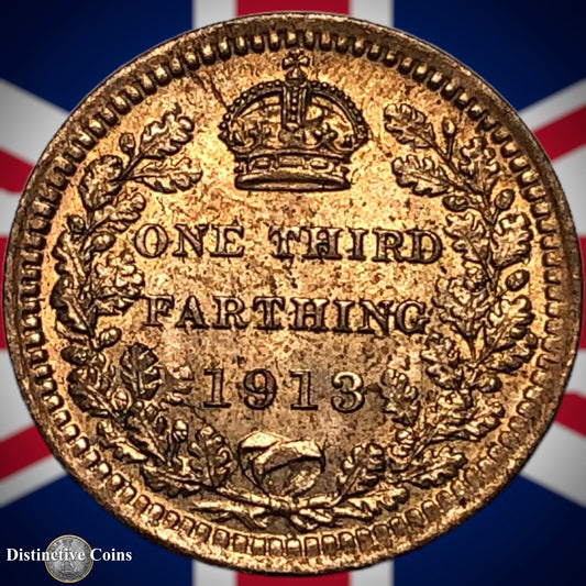 Great Britain 1913 Third Farthing 1/3 Penny GB3048