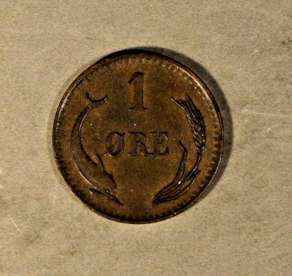 1880 Denmark 1 Ore Pleasant            