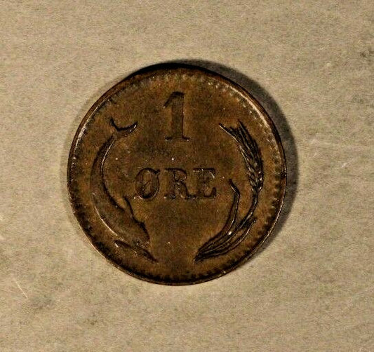 1880 Denmark 1 Ore Pleasant            