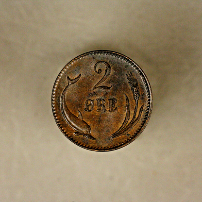 1883 Denmark 2 Ore High Grade   