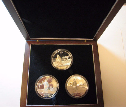  2005 Congo 10 Francs Silver ( 3 Holy Kings ) Wood Case 