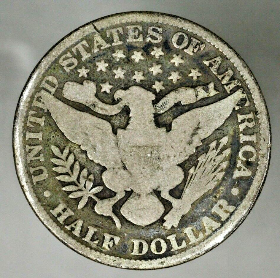 US 1895 P Barber Half Dollar Light Staple Scratch  A2946