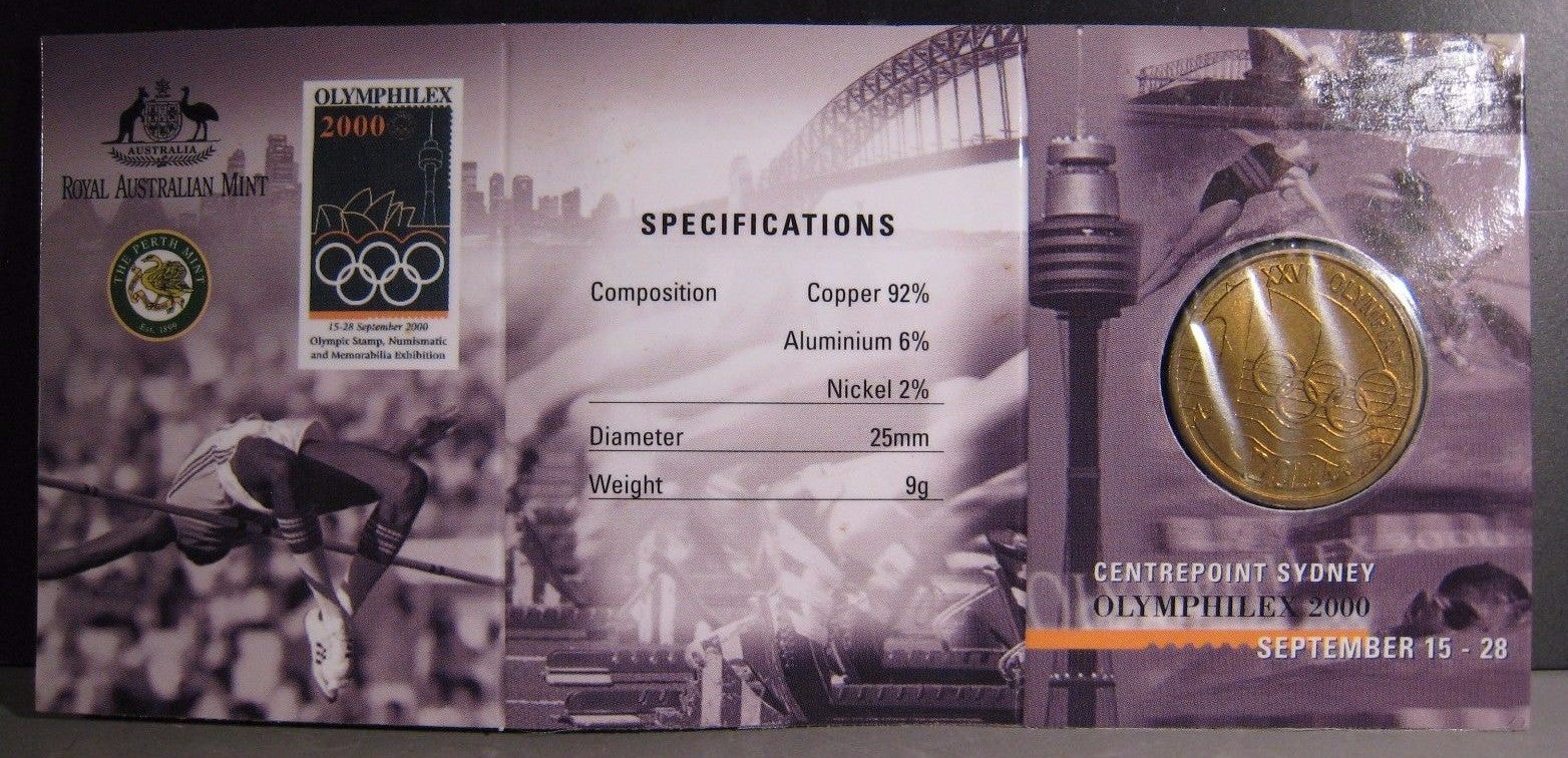 2000 Australia Olymphilex XXVI Edge Lettered Dollar UNC 