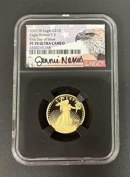 2021 W Gold Eagle Set $5-$50 Type-2 FDOI PF-70 Ultra Cameo Jennie Norris - U003