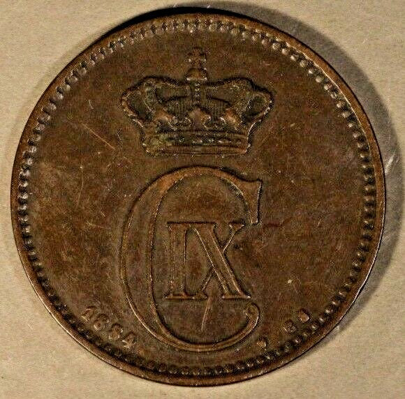 1884 Denmark 5 Ore Circulated           
