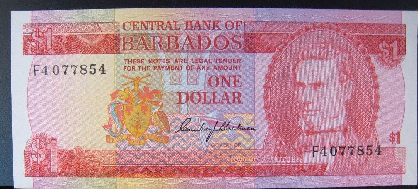 1973 Barbados, Central Bank of, $1 Dollar Note  CU 