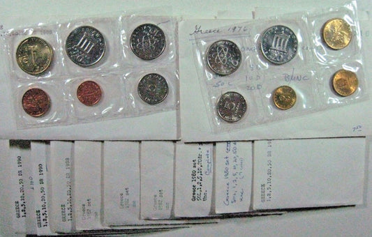 Greece Set of 11 Mixed Aftermarket Coin Year Sets Unc/bu