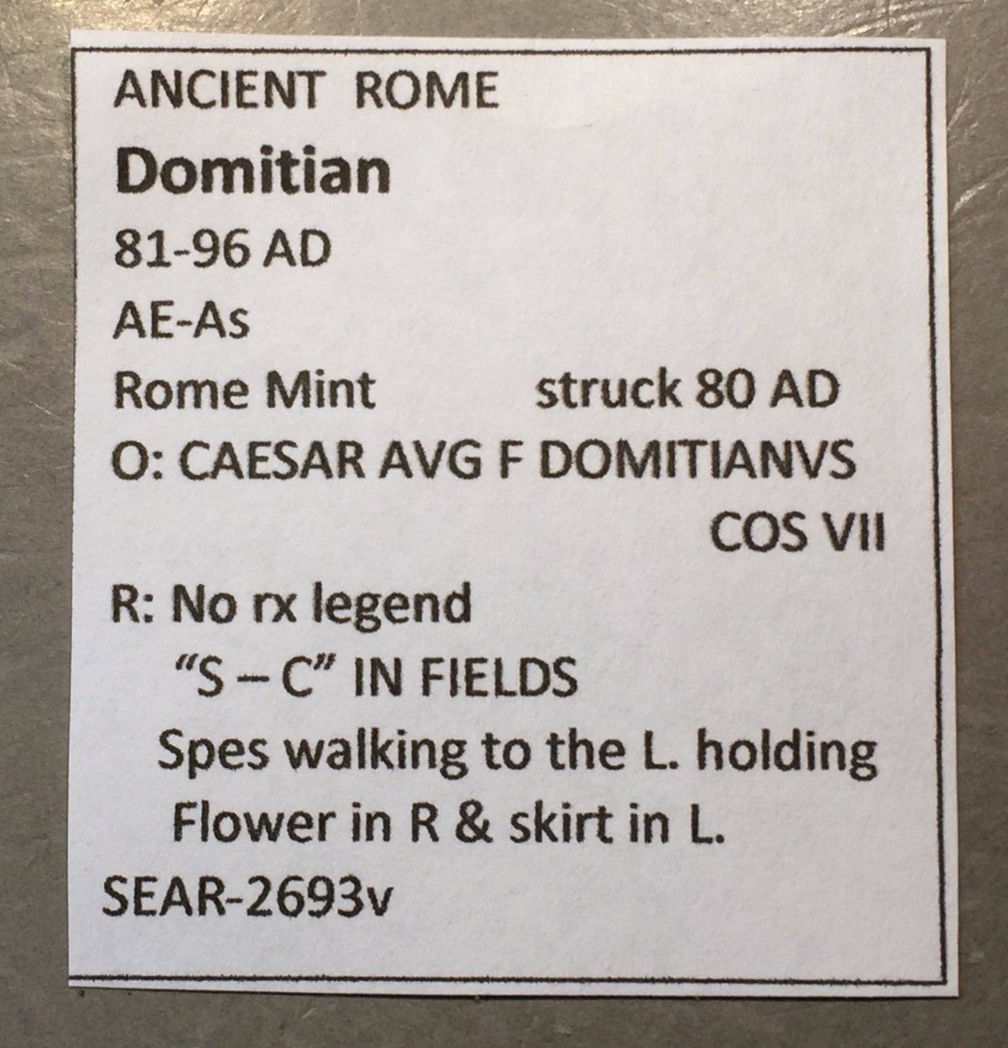 ANCIENT ROME  Domitian 81-96 AD AE-As Rome Mint   #A467