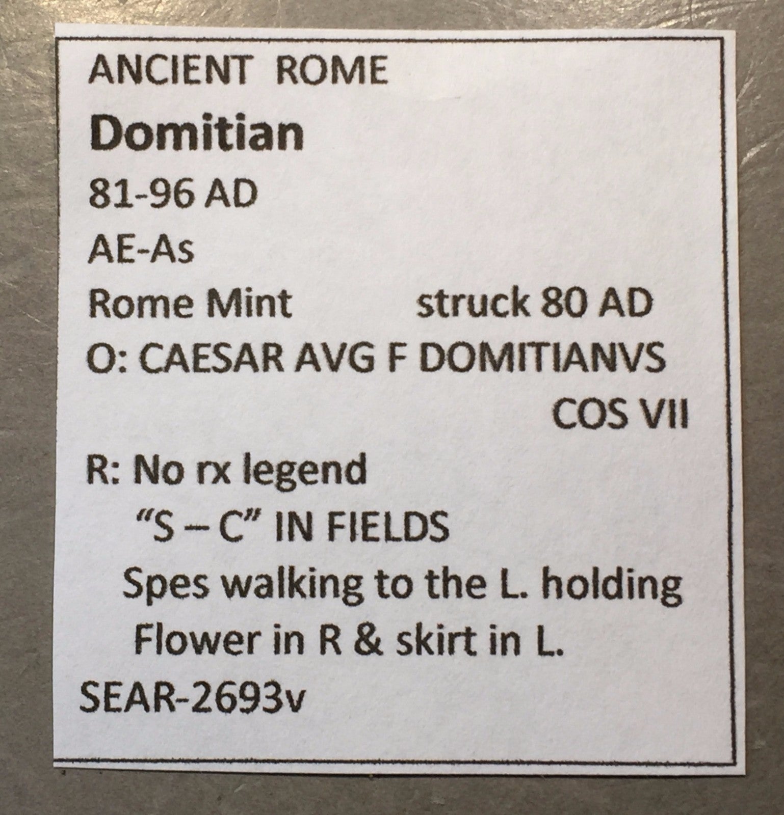 ANCIENT ROME  Domitian 81-96 AD AE-As Rome Mint   #A467