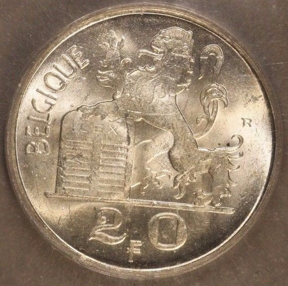 1954 Belgium 20 Francs ICG MS 62 Uncirculated  