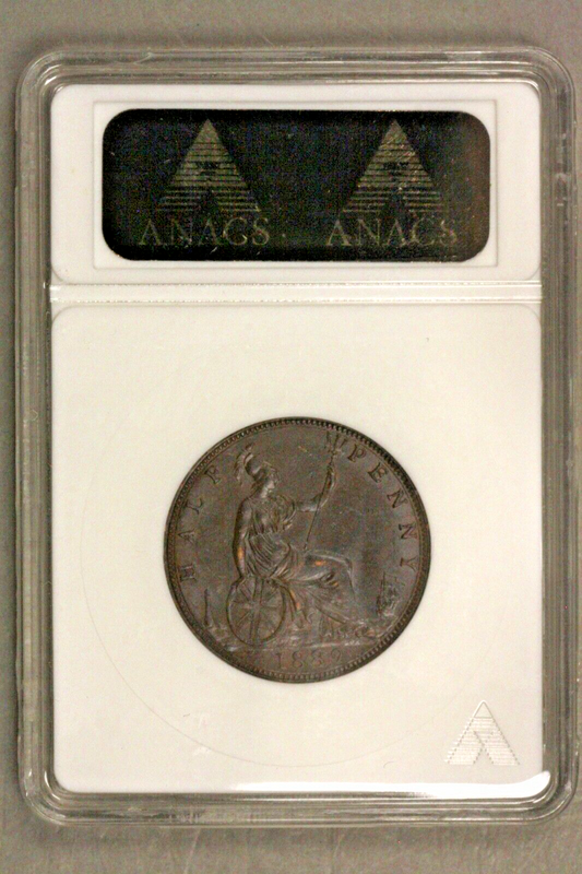 Great Britain 1889  1/2 Half Penny   ANACS MS 60 BRN