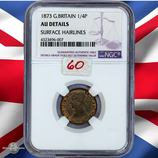 Great Britain 1873 Farthing NGC AU details - GBS049