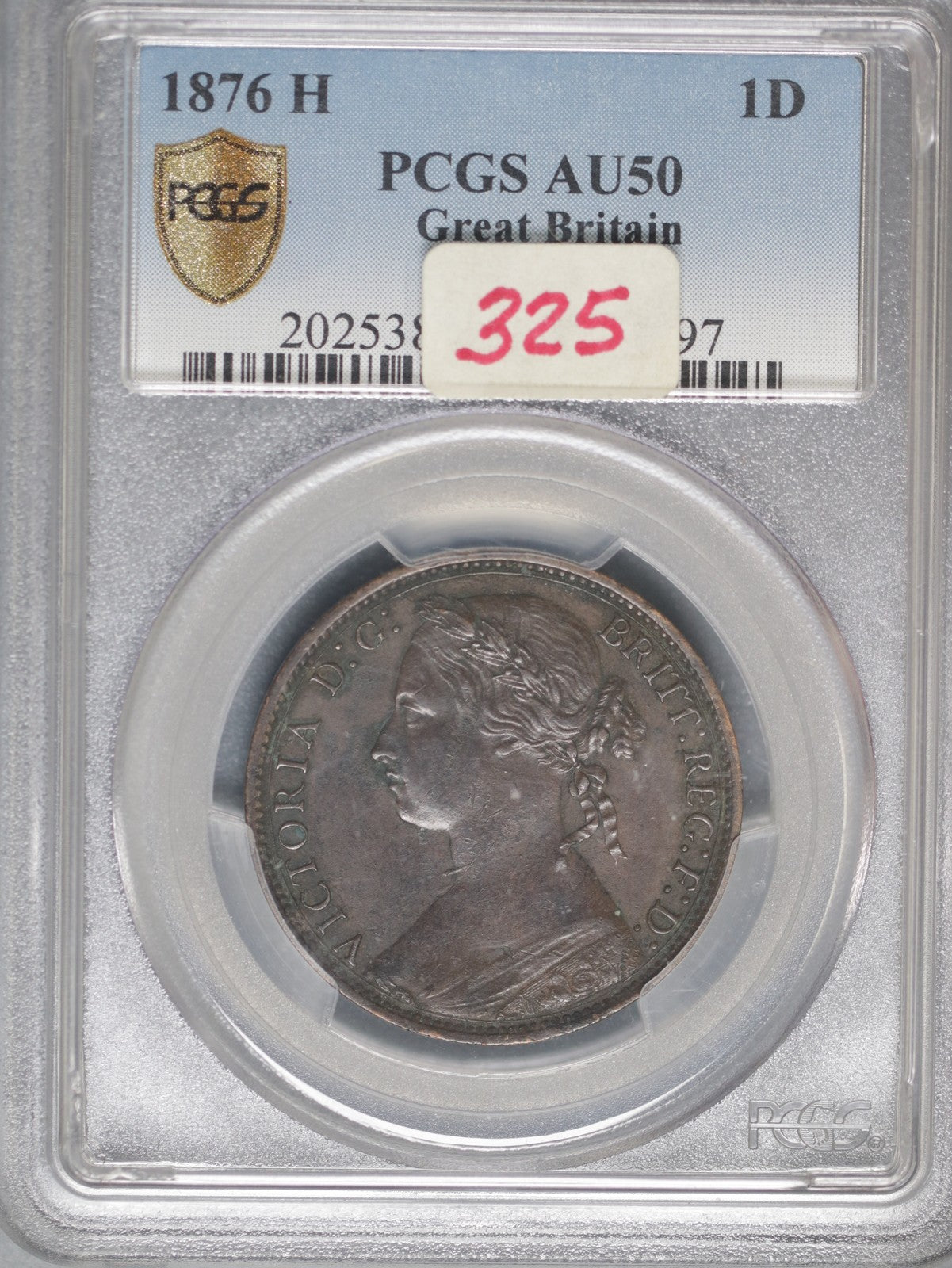 Great Britain 1876H Penny K-755 PCGS AU50