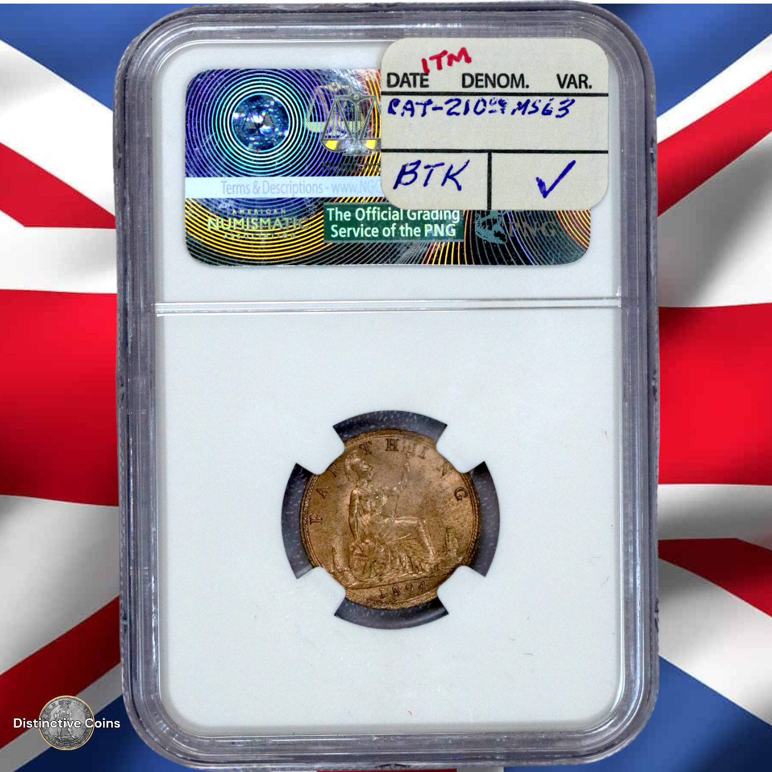 Great Britain 1894 Farthing NGC MS64RB - GBS056