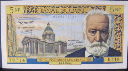 1964 France, Bank of  5 New Francs P-141a Few Pinholes  