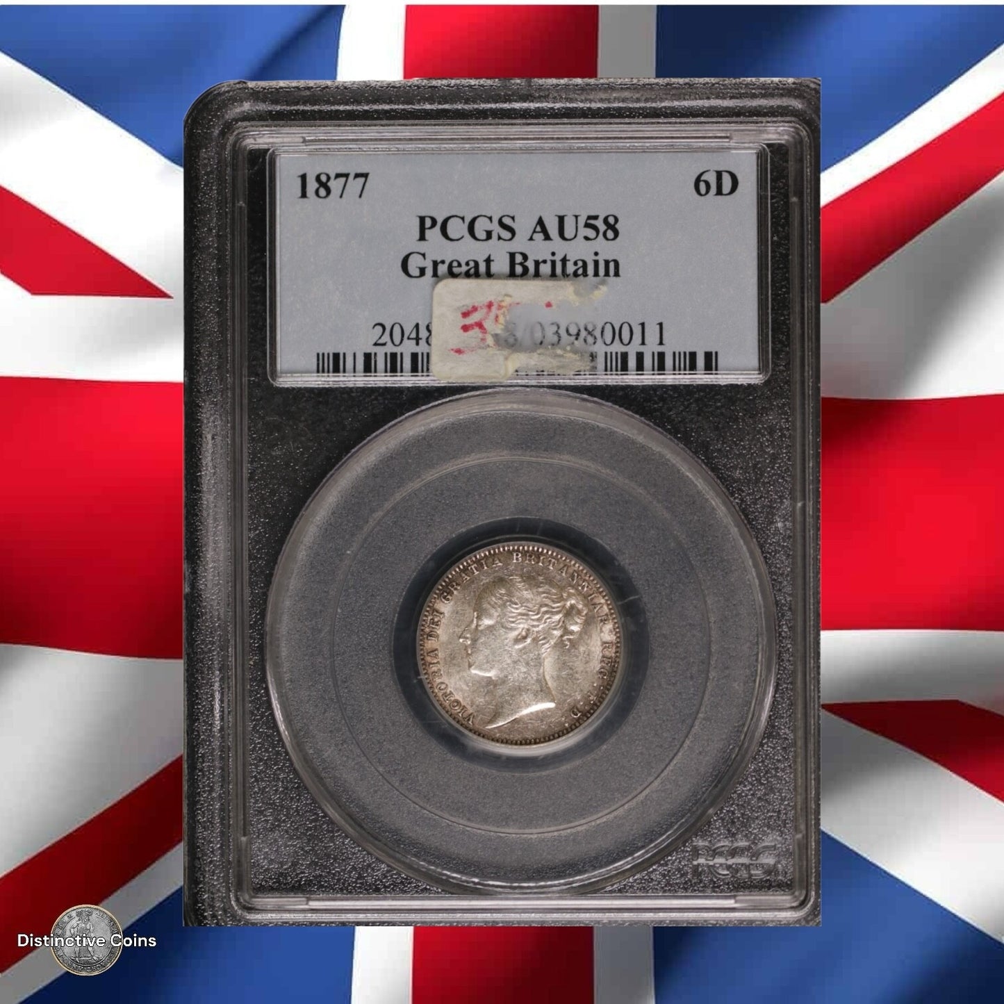 Great Britain 1877 6 Pence PCGS AU58