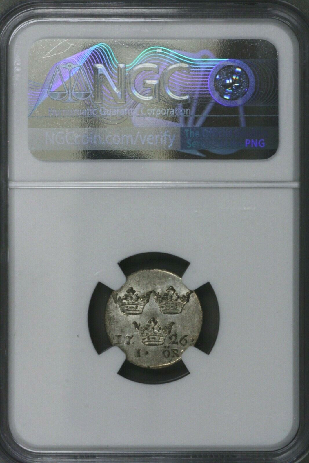 Sweden 1726 Ore  NGC MS 64 TOP POP 1/0   S315