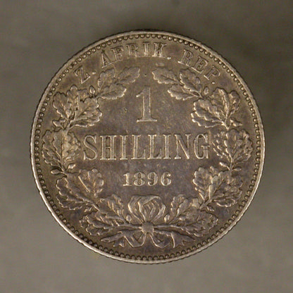South Africa 1896 Shilling XF Toning over faint clean 