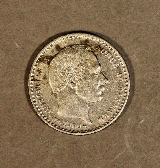 1900/1800 VBP Denmark 25 Ore Silver Overdate       