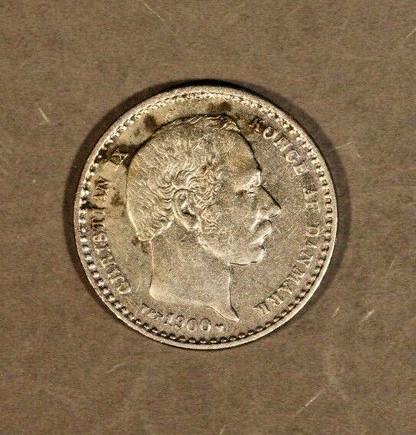 1900/1800 VBP Denmark 25 Ore Silver Overdate       
