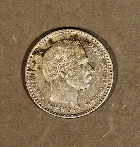 1900/1800 VBP Denmark 25 Ore Silver Overdate       