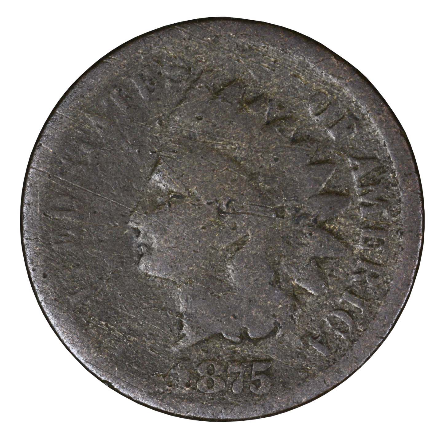 US 1875 Indian Head Penny Low Grade  A3418