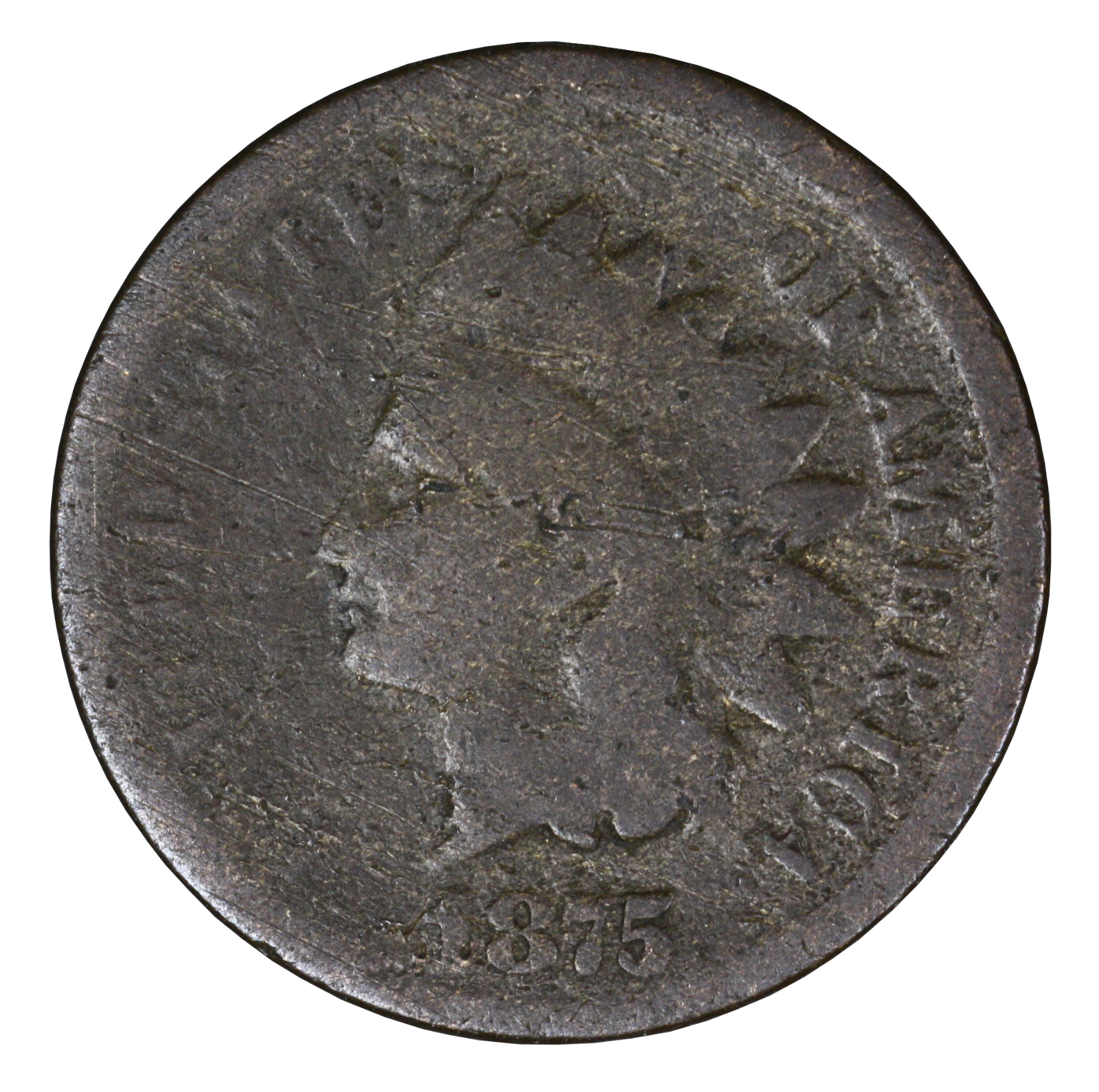 US 1875 Indian Head Penny Low Grade  A3418