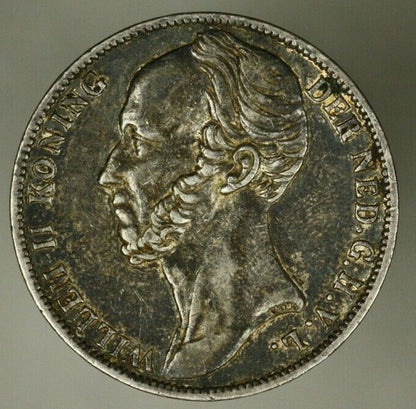 Netherlands Silver Gulden 1847  XF  dark toning   A2497