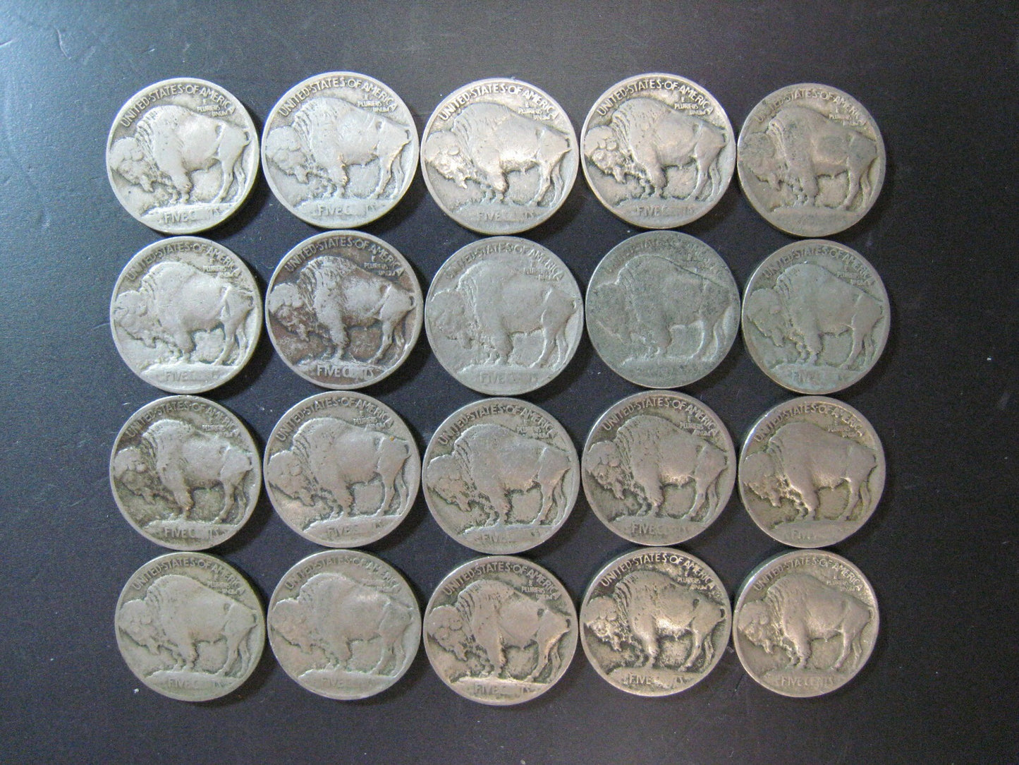 1913 Type 1 Buffalo Nickel Lot of 20 Circulated Coins   
