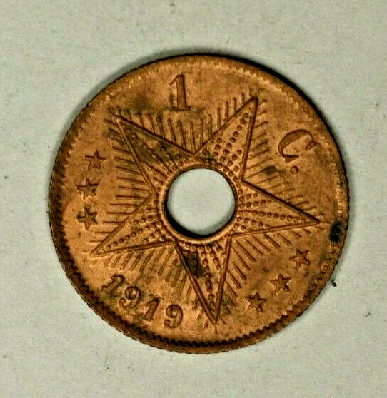 Belgian Congo Centime 1919  Reddish UNC  A1906