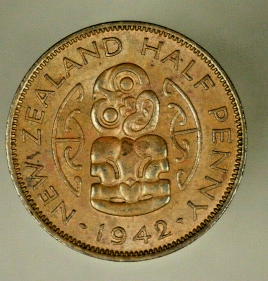 New Zealand 1/2 Penny 1942  Brown UNC   A819