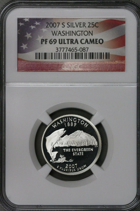 US 2007S Silver Washington State Quarter NGC PF69 Ultra Cameo  S493
