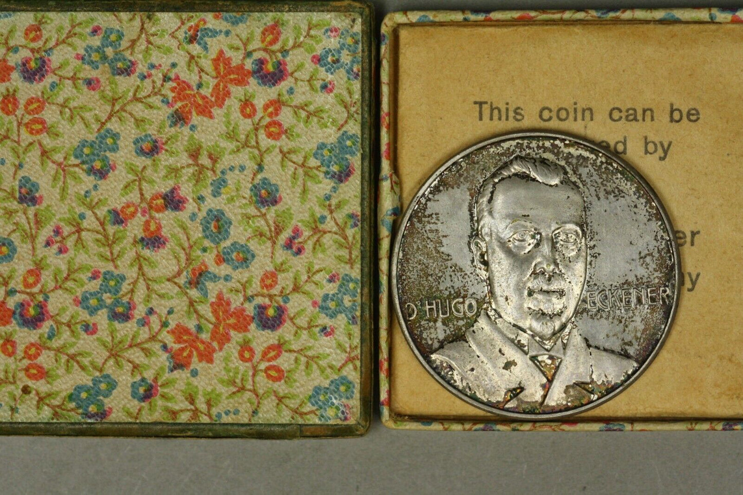 Zeppelin Medal 1924 October 112-15 Flight to America Original Box & Tag  A1414