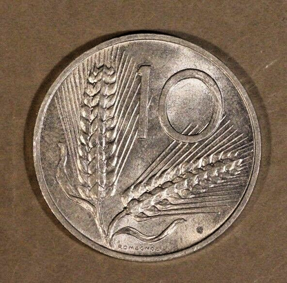 1954 Italy Aluminum 10 Lire High Grade       