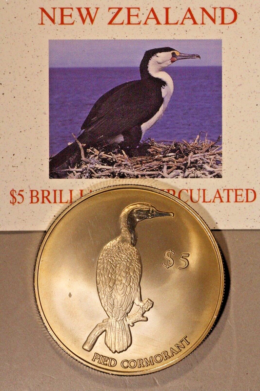 2000 New Zealand Reserve Bank, $5 BU Pied Cormorant Coin