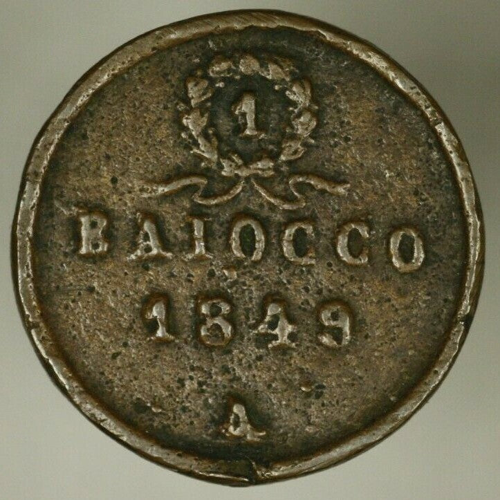 Roman Republic  Baiocco 1849  Cast Issue  XF Nicer for Type A2140