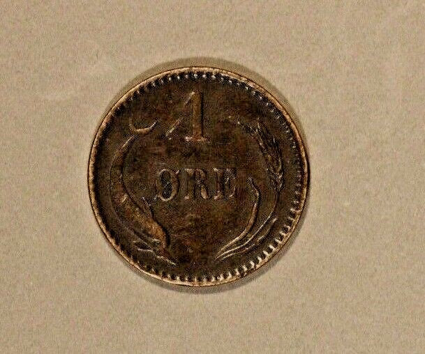 1879 Denmark 1 Ore Very Nice Details  