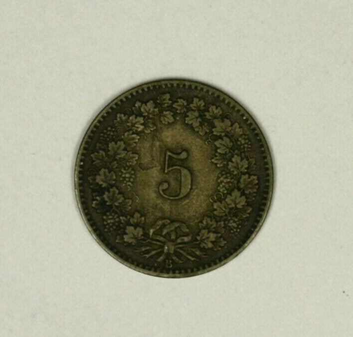 Switzerland 5 Rappen 1872-B  VF/XF   A960