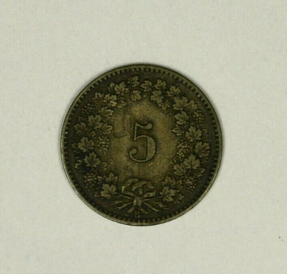 Switzerland 5 Rappen 1872-B  VF/XF   A960