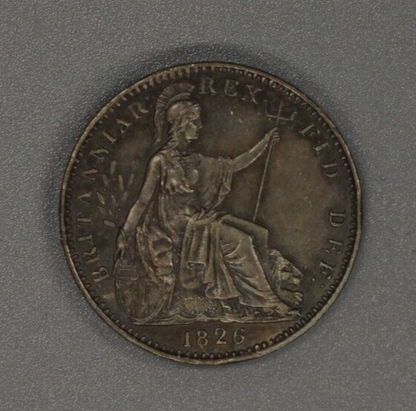 Great Britain Farthing  1826 R/E in GRATIA?  UNC  A2430