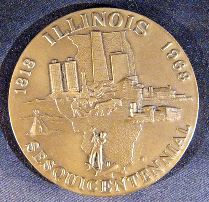 1968 Illinois Sesquicentennial Medallion Brass    