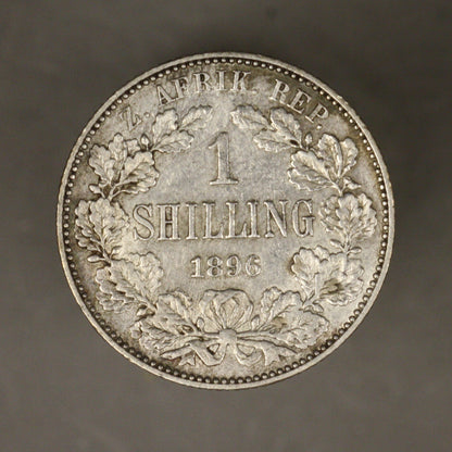 South Africa 1896 Shilling XF light old cleaning