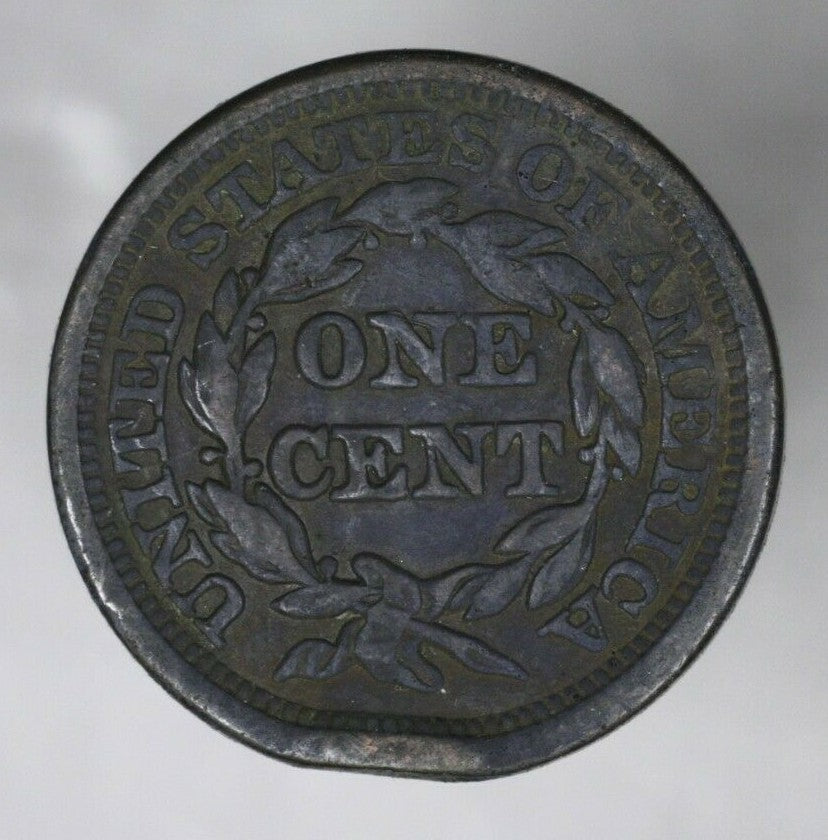 US 1845 Braided Hair Large Cent Rim Bump Rev  A3146