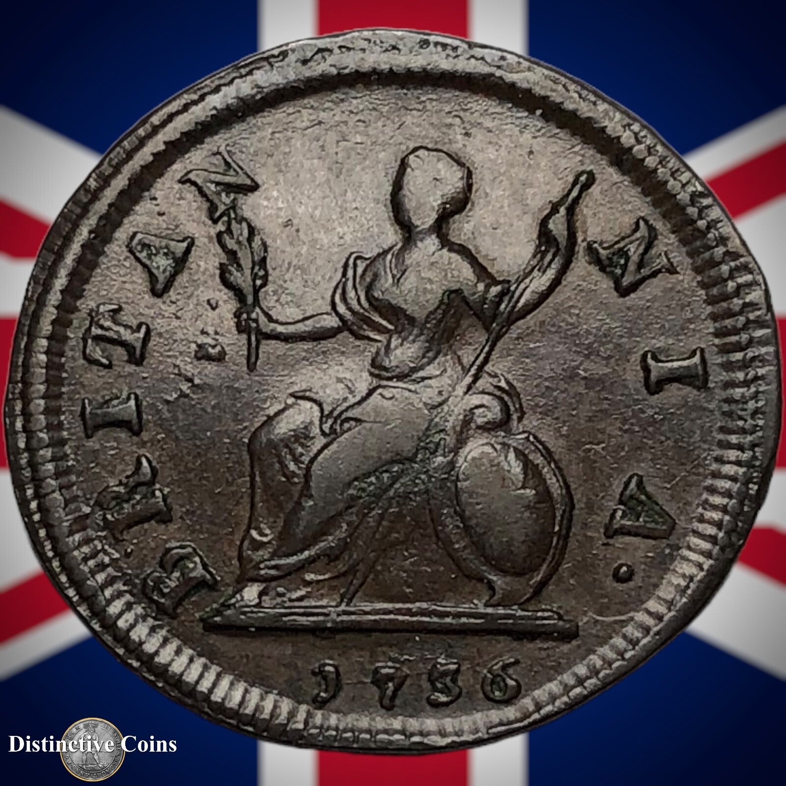 Great Britain 1736 Farthing 1/4d GB3166