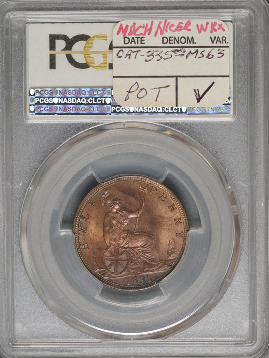 Great Britain 1891 1/2 Penny K-754 PCGS MS63 RB