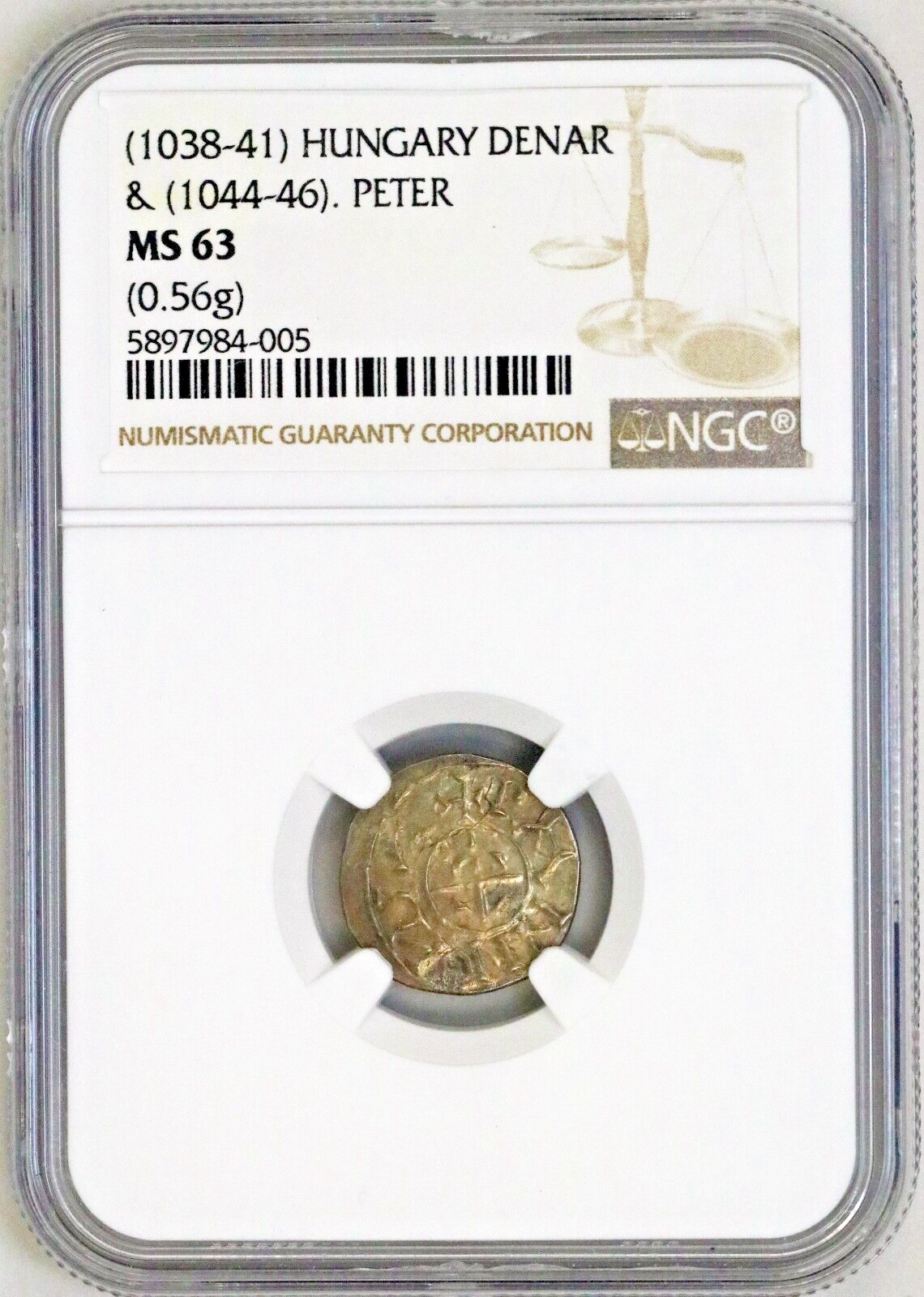 Hungary (1038-41) & (1044-46) Denar Peter (NGC) MS63 D050