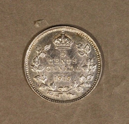 1919 Canada 5c Silver Detailed with Luster  
