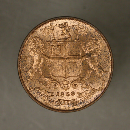 India British 1858 1/4 Anna mostly red