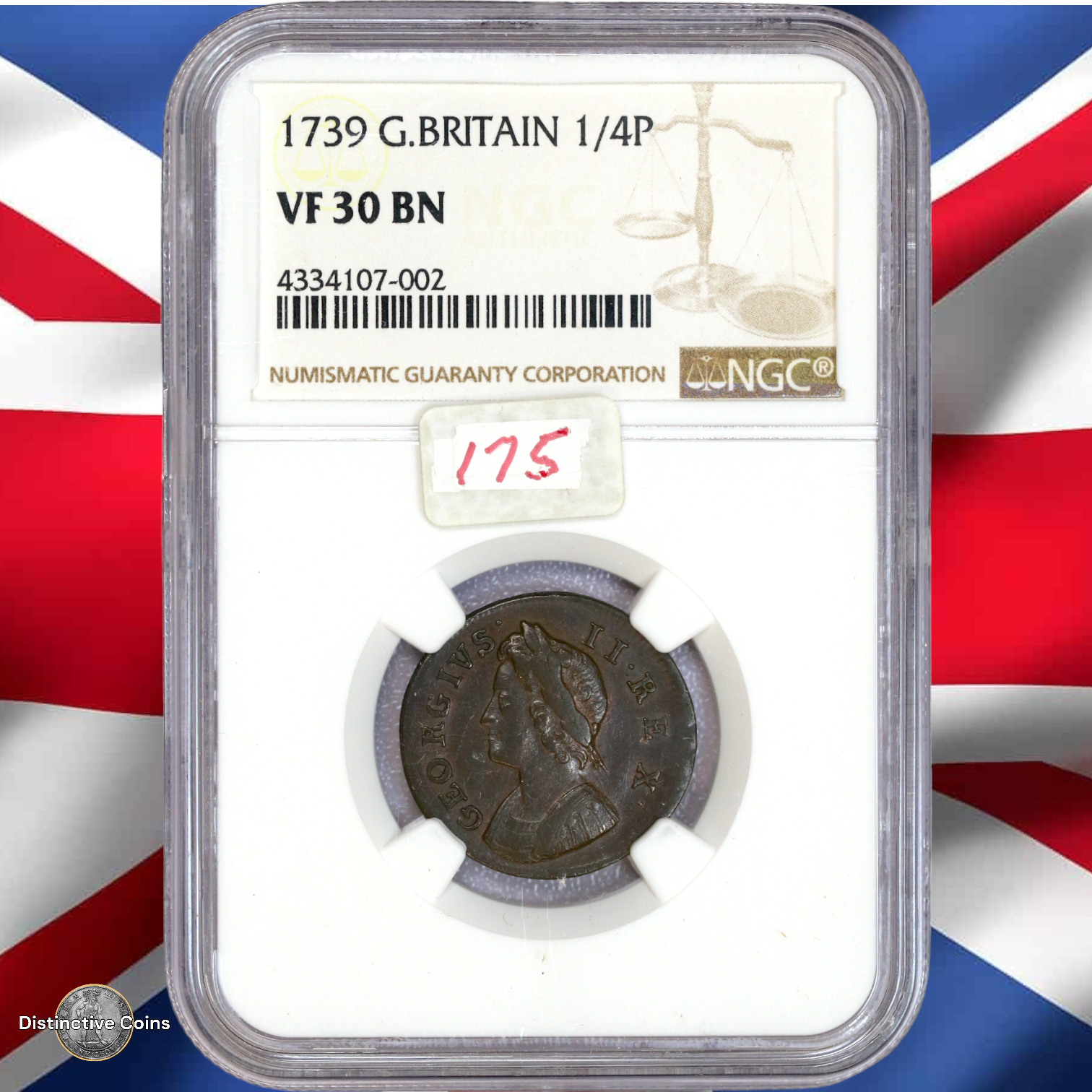 Great Britain 1739 Farthing NGC VF30BN - GBS032